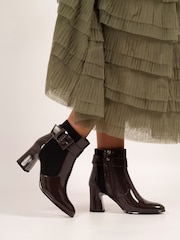 Lunar Grey Trudy Patent Heeled Ankle Boots - صورة 1 من 8