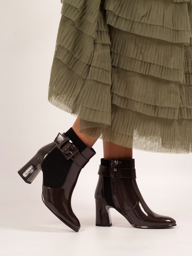 Lunar Grey Trudy Patent Heeled Ankle Boots - صورة 1 من 8