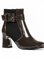Lunar Grey Trudy Patent Heeled Ankle Boots - صورة 2 من 8