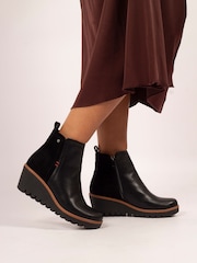 Lunar Pixie Wedge Ankle Black Boots - Image 1 of 8