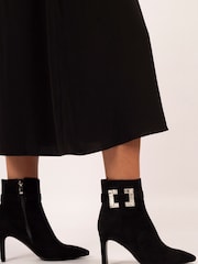 Lunar Shannon Buckle Detail Ankle Black Boots - Image 2 of 8