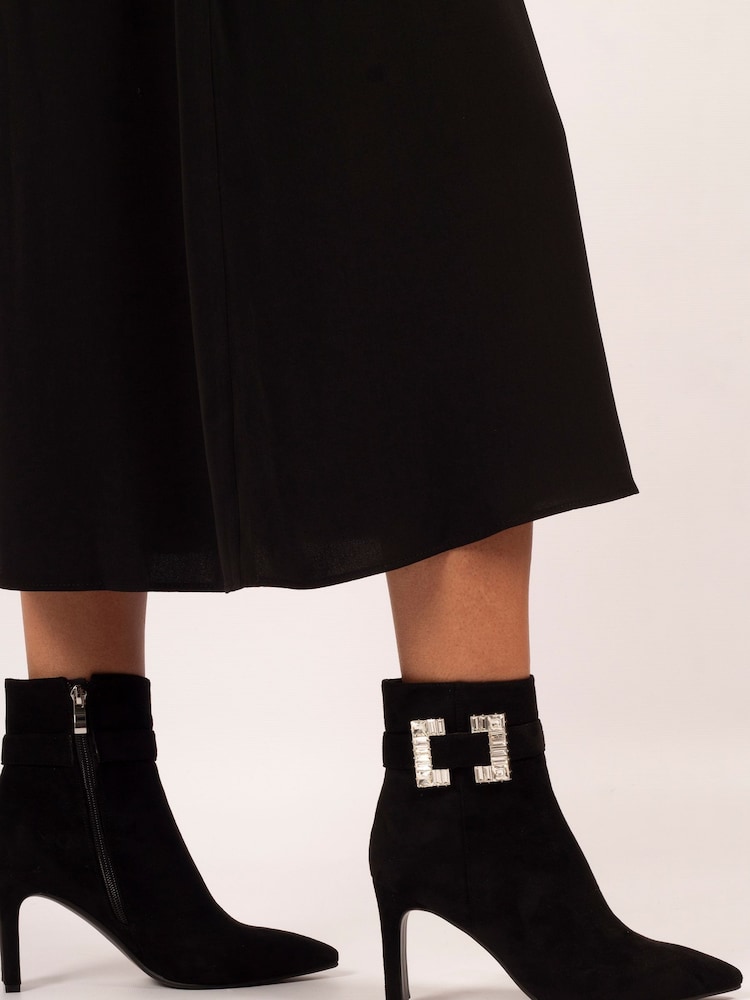 Lunar Shannon Buckle Detail Ankle Black Boots - Image 2 of 8