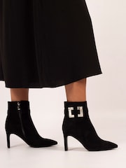 Lunar Shannon Buckle Detail Ankle Black Boots - Image 3 of 8
