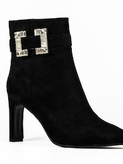 Lunar Shannon Buckle Detail Ankle Black Boots - Image 4 of 8