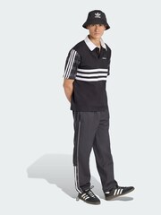 adidas Originals Black Tartan Regular Rugby Polo Shirt - Image 1 of 5