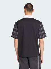 adidas Originals Black Tartan Regular Rugby Polo Shirt - Image 2 of 5