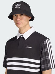 adidas Originals Black Tartan Regular Rugby Polo Shirt - Image 3 of 5