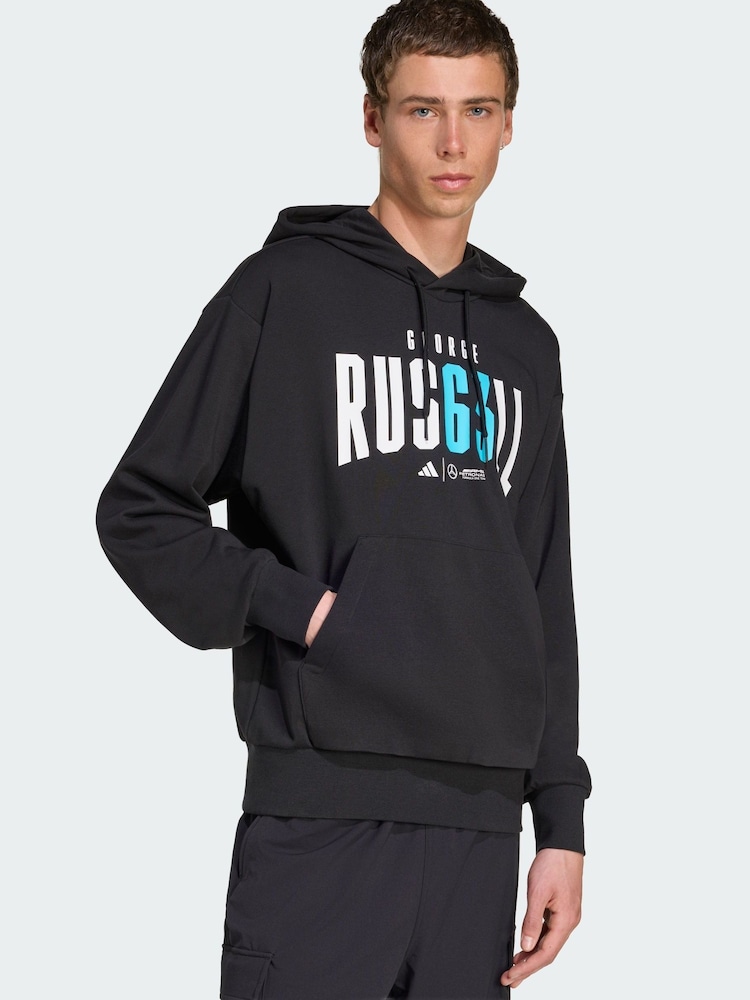adidas Black Mercedes AMG Petronas Formula One Team George Russell Hoodie - Image 1 of 5 adidas Black Mercedes AMG Petronas Formula One Team George Russell Hoodie - Image 1 of 5