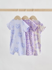 Lilac Purple Two Way Zip Baby Sleepsuits 3 Pack (0mths-3yrs) - Image 2 of 11