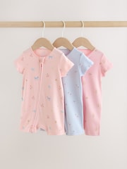 Қызғылт/Көк - Екі жақты зипті балаларға арналған комбинезондар 3 жиынтық (0ай-3жыл) - 11суретінің 1 суреті