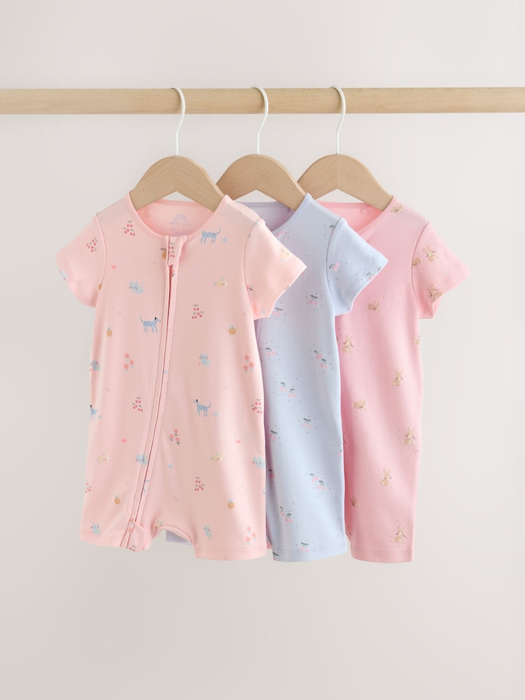 Қызғылт/Көк - Екі жақты зипті балаларға арналған комбинезондар 3 жиынтық (0ай-3жыл) - 11суретінің 1 суреті