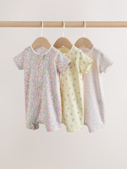 Pink/Yellow Two Way Zip Baby Rompers 3 Pack (0mths-3yrs) - Image 1 of 11