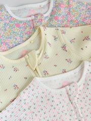 Pink/Yellow Two Way Zip Baby Rompers 3 Pack (0mths-3yrs) - Image 8 of 11