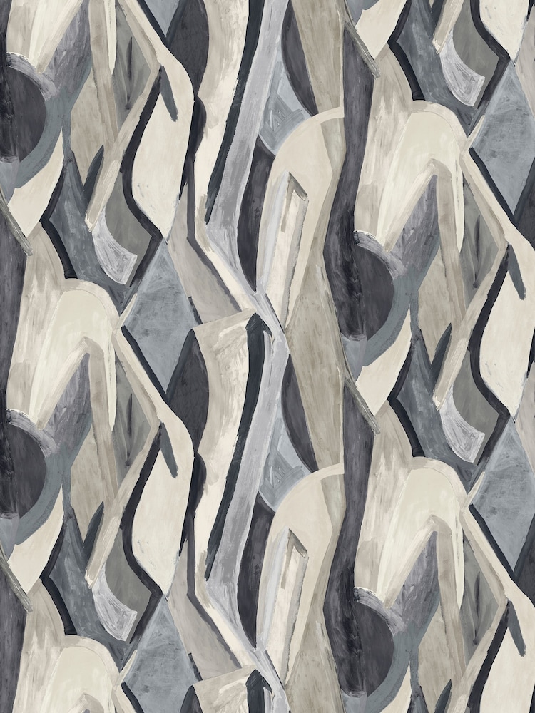 Clarke and Clarke Noir Banner Dynamic Metropolitan A4 Wallpaper Sample - Image 1 of 1