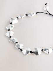 Silver Tone Chunky Beaded Cord Bracelet - Image 4 of 5