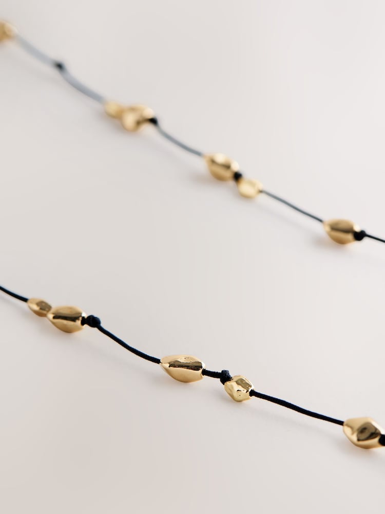 Gold Tone Beaded Cord Long Necklace - Image 5 of 5