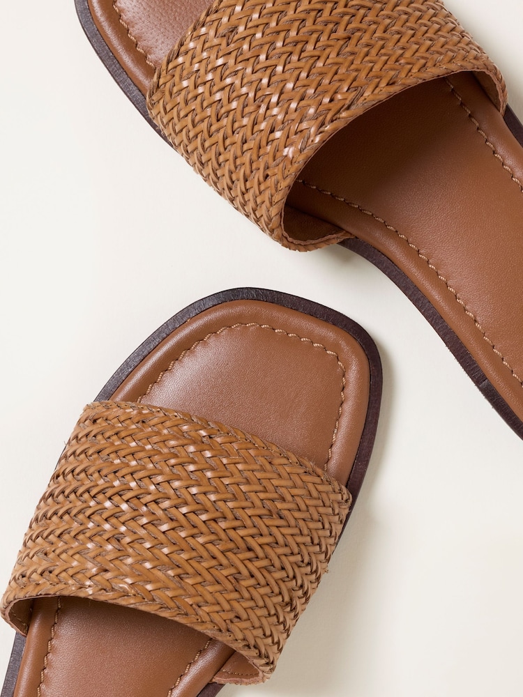 FatFace Natural Paisley Leather Weave Slider Sandal - Image 2 of 3