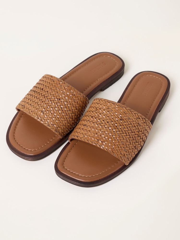 FatFace Natural Paisley Leather Weave Slider Sandal - Image 3 of 3