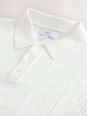 সাদা - Cotton Rich Pointelle Stripe Short Sleeve Knit Polo Shirt - 7এর মধ্যে 6 ছবি