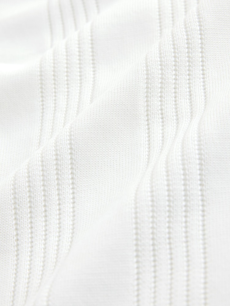 সাদা - Cotton Rich Pointelle Stripe Short Sleeve Knit Polo Shirt - 7এর মধ্যে 7 ছবি