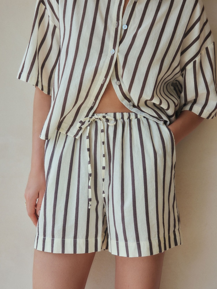 Chocolate Brown Summer Shorts With Linen - Image 1 of 7 Chocolate Brown Summer Shorts With Linen - Image 1 of 7