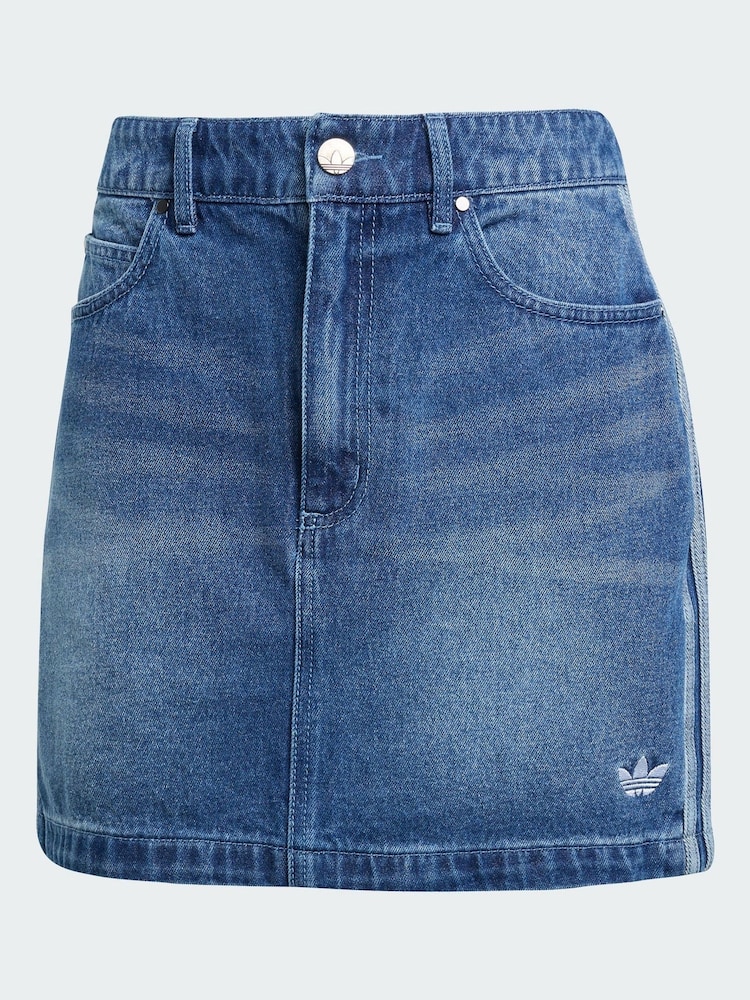 adidas Originals Blue Adicolor 3-Stripes Denim Mini Skirt - Image 5 of 5 adidas Originals Blue Adicolor 3-Stripes Denim Mini Skirt - Image 5 of 5