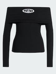 adidas Originals Black Off Shoulder Long-Sleeve Top - Image 5 of 5