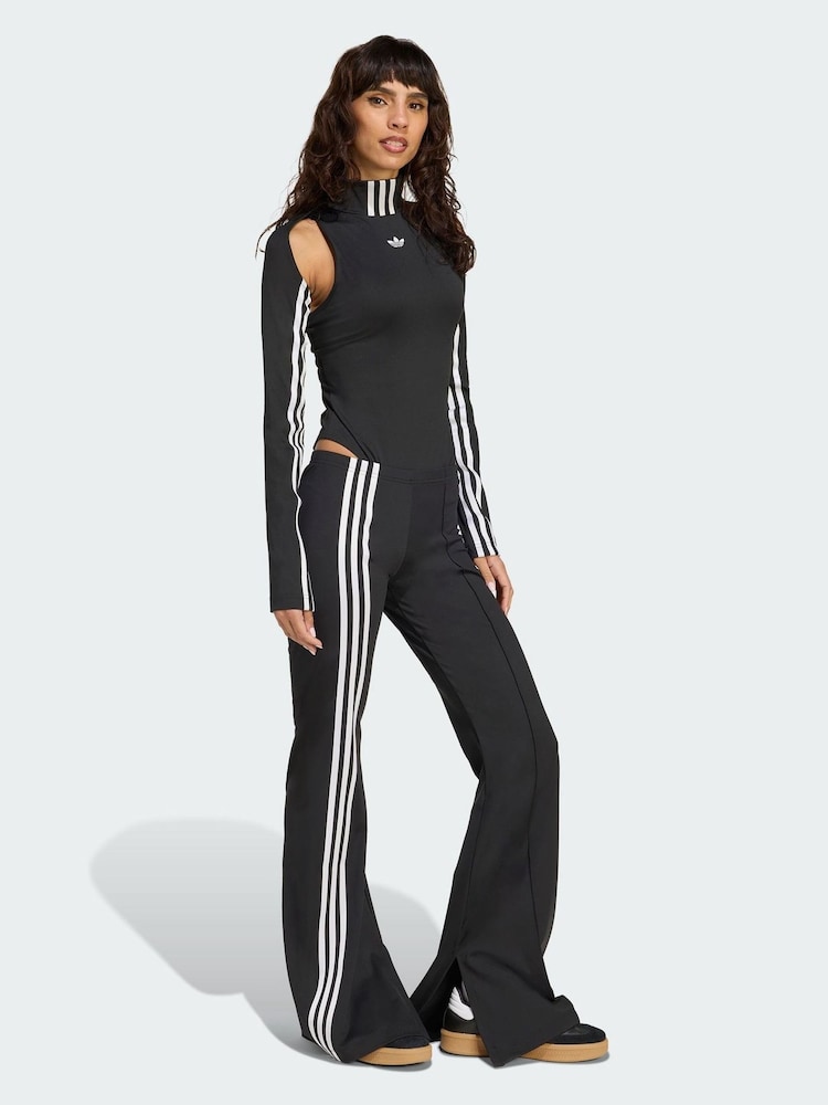 adidas Originals Black Ribbon Off Placed 3-Stripes Flared Joggers - Image 1 of 5