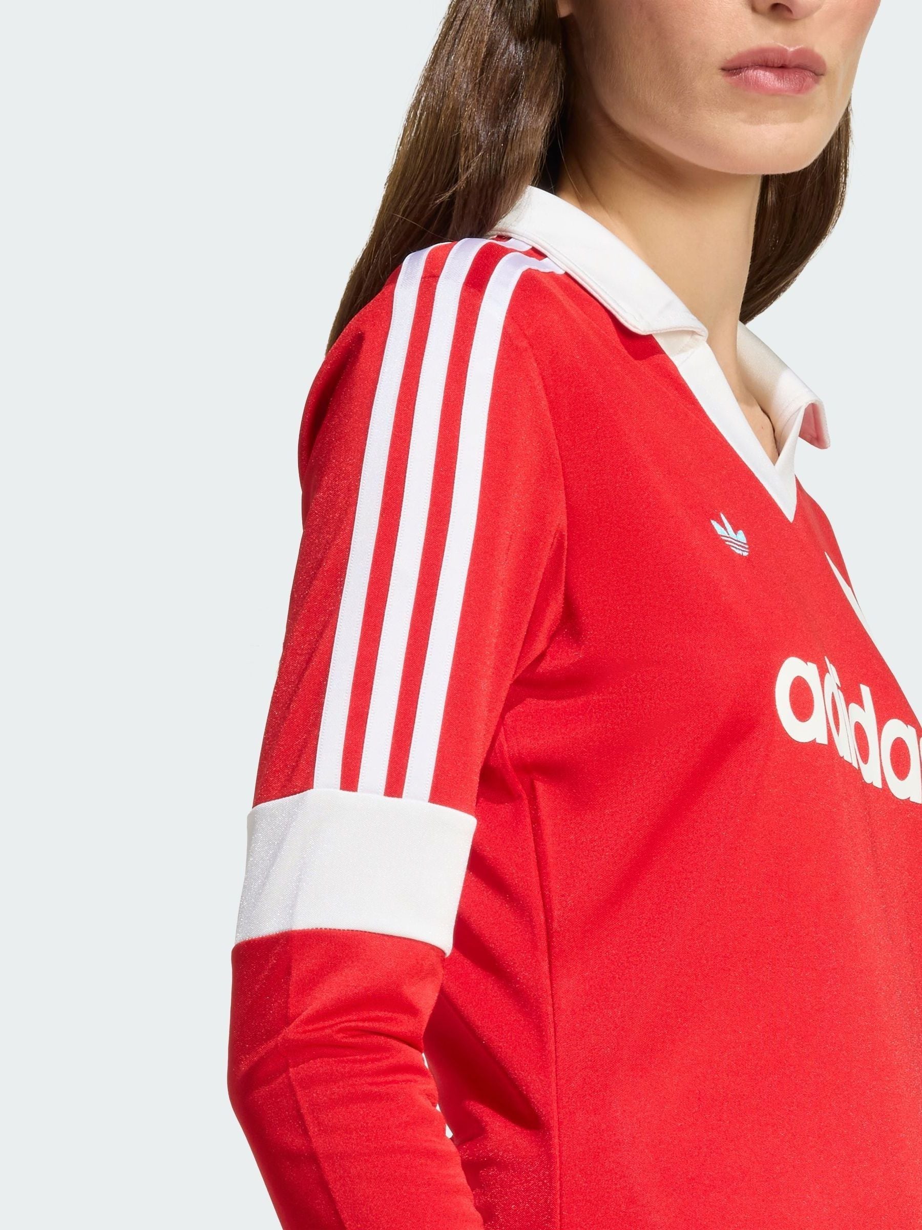Buy adidas Originals Red Graphic Football Shirts Long Sleeve