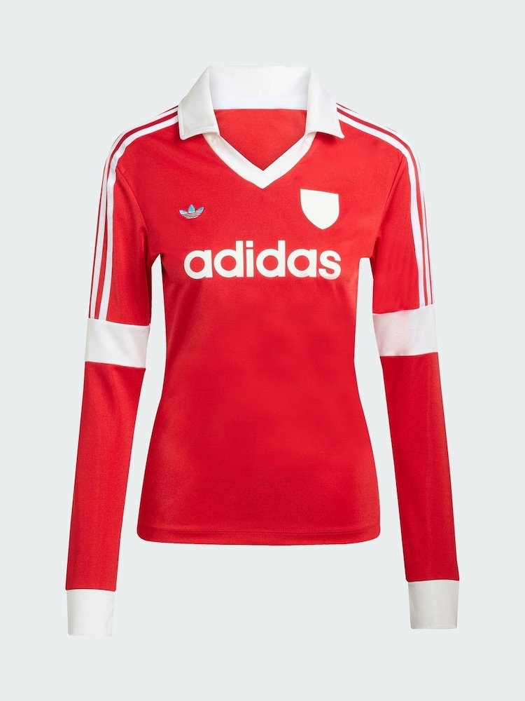 adidas Originals Red Graphic Football Long Sleeve Jersey - Image 5 of 5