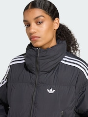adidas Originals Black Adicolor Cropped Synthetic Down Puffer Jacket - Image 3 of 5