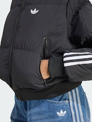 adidas Originals Black Adicolor Cropped Synthetic Down Puffer Jacket - Image 4 of 5