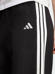 adidas Black 3 Stripes Fleece Wide Joggers - Image 4 of 5