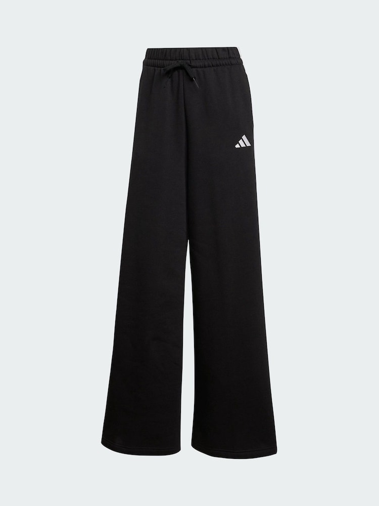 adidas Black 3 Stripes Fleece Wide Joggers - Image 5 of 5 adidas Black 3 Stripes Fleece Wide Joggers - Image 5 of 5