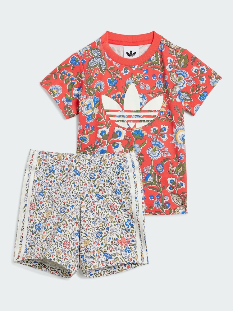 adidas Originals Red x Liberty London Top & Shorts Set - Image 1 of 6