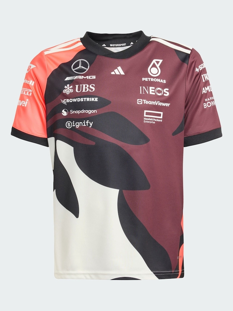 adidas Red Mercedes AMG Petronas Formula One Team Driver Jersey Replica Summer Pack T-Shirt - Image 1 of 5