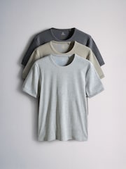 The Set 3 Pack Short Sleeve Rib T-Shirts Black/Grey/Khaki - Image 1 of 6