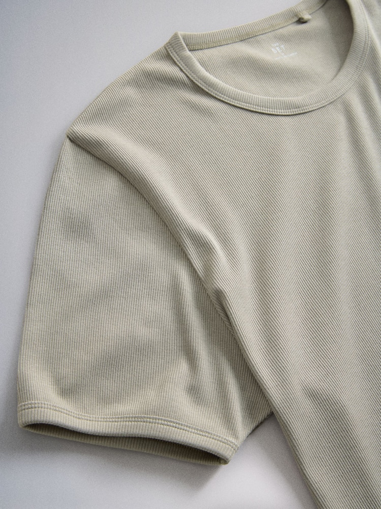 The Set 3 Pack Short Sleeve Rib T-Shirts Black/Grey/Khaki - Image 6 of 6 The Set 3 Pack Short Sleeve Rib T-Shirts Black/Grey/Khaki - Image 6 of 6