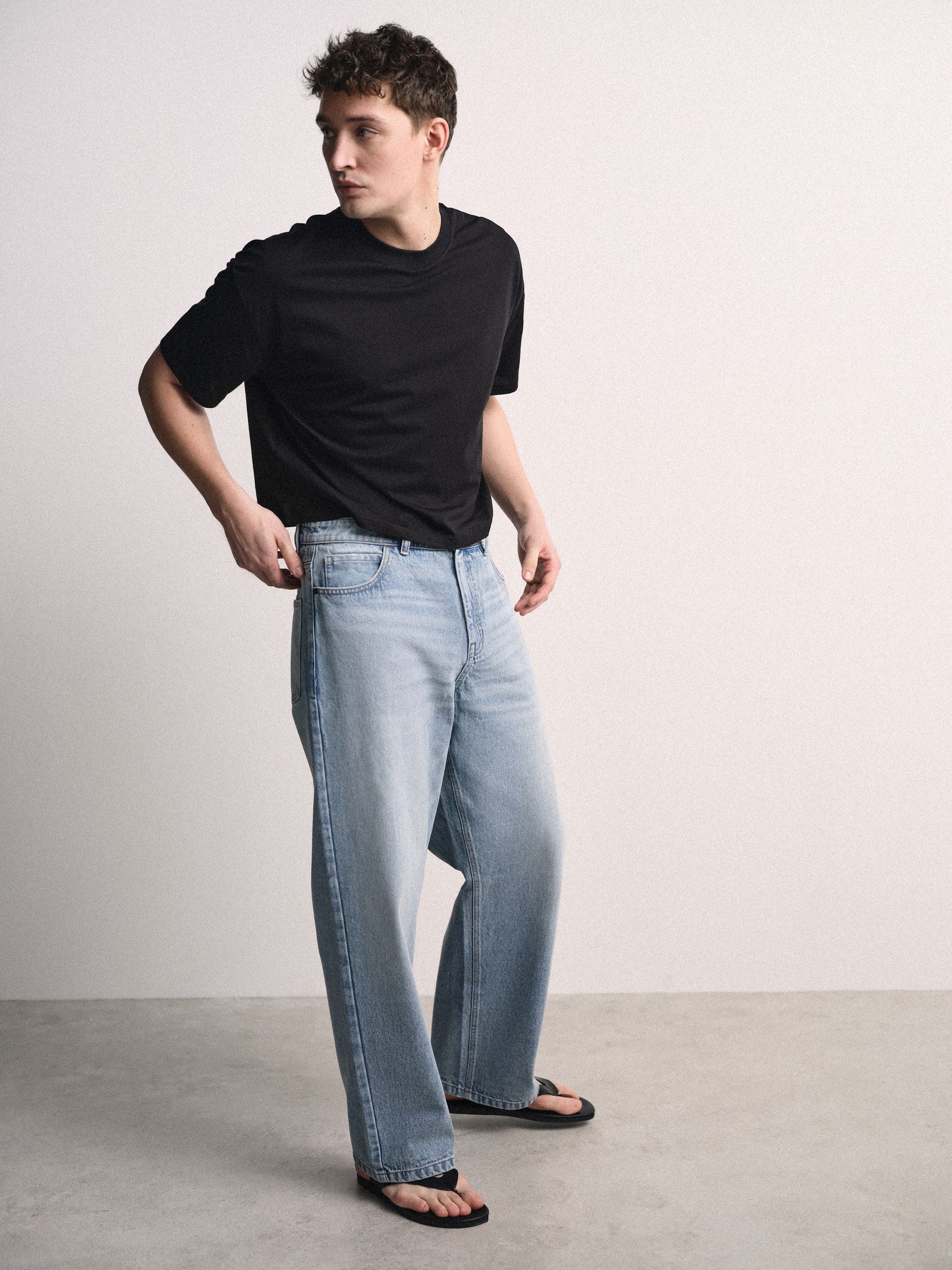 Buy The Set Boxy Crop Cotton Crew Neck T-Shirts Black/Green from