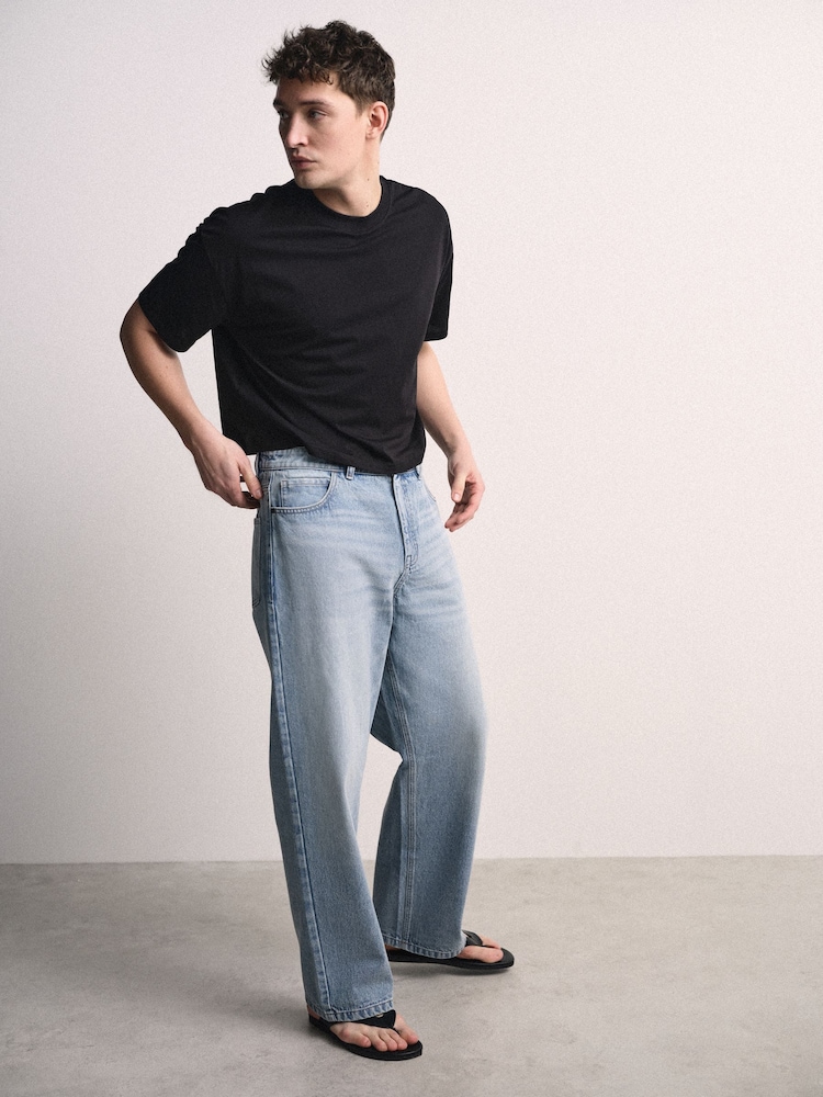 The Set 4 Pack Boxy Crop Cotton Crew Neck T-Shirts Black/Green - Image 1 of 12