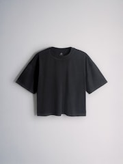The Set 4 Pack Boxy Crop Cotton Crew Neck T-Shirts Black/Green - Image 10 of 12