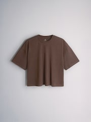 The Set 4 Pack Boxy Crop Cotton Crew Neck T-Shirts Black/Green - Image 8 of 12