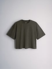 The Set 4 Pack Boxy Crop Cotton Crew Neck T-Shirts Black/Green - Image 9 of 12