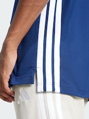 adidas Blue Essentials 3-Stripes Piqué Polo Shirt - Image 4 of 5