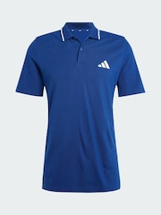 adidas Blue Essentials 3-Stripes Piqué Polo Shirt - Image 5 of 5