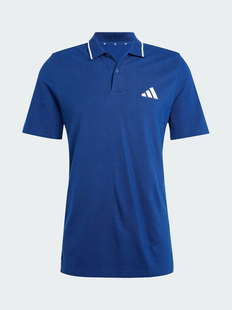 adidas Blue Essentials 3-Stripes Piqué Polo Shirt - Image 5 of 5 adidas Blue Essentials 3-Stripes Piqué Polo Shirt - Image 5 of 5