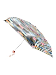 Totes White Compact Flat Striped Clouds Print Umbrella - Image 1 of 3