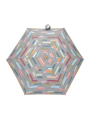 Totes White Compact Flat Striped Clouds Print Umbrella - Image 2 of 3