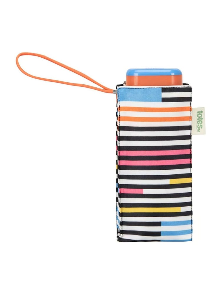 Totes White Compact Flat Striped Clouds Print Umbrella - Image 3 of 3