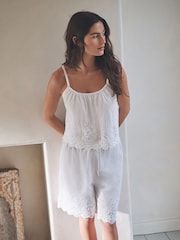 White Cotton Embroidered Jort Pyjamas - Image 1 of 6